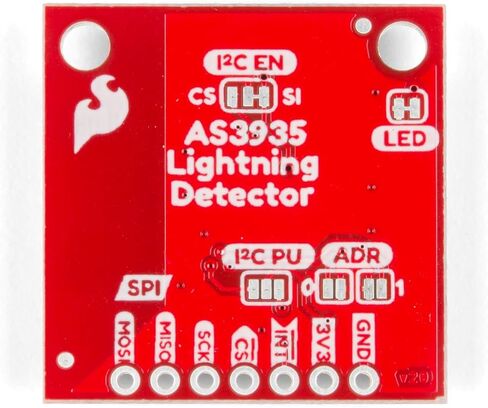 كاشف البرق SparkFun - AS3935، أضف كشف البرق إلى محطة الطقس الخاصة بك، مستوى كشف قابل للبرمجة، المسافة إلى مقدر العاصفة، إعداد داخلي وخارجي، واجهة SPI، منطق 3.3 فولت، حجم صغير in Kuwait