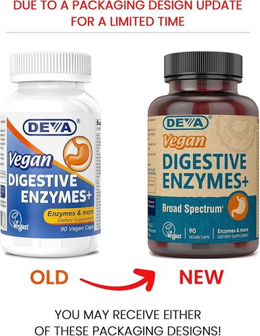 DEVA Vegan Vitamins Digestive Enzymes Plus Supplement - A Unique Blend of Enzymes & Herbs - 90 Capsules, 1-Pack in Saudi Arabia