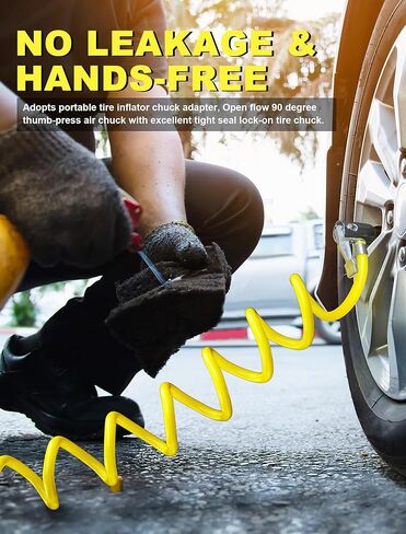 محول خرطوم نفخ الإطارات بطول 118.2 بوصة، قفل ظرف الإطارات مع خرطوم بولي يوريثان المرن وصمام الإطارات القياسي، خيط رفيع، محول خرطوم مضخة نفخ الإطارات للتحويل إلى قفل الاتصال in Kuwait