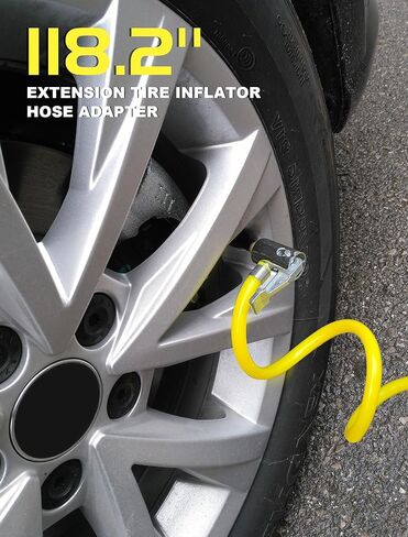 محول خرطوم نفخ الإطارات بطول 118.2 بوصة، قفل ظرف الإطارات مع خرطوم بولي يوريثان المرن وصمام الإطارات القياسي، خيط رفيع، محول خرطوم مضخة نفخ الإطارات للتحويل إلى قفل الاتصال in Kuwait