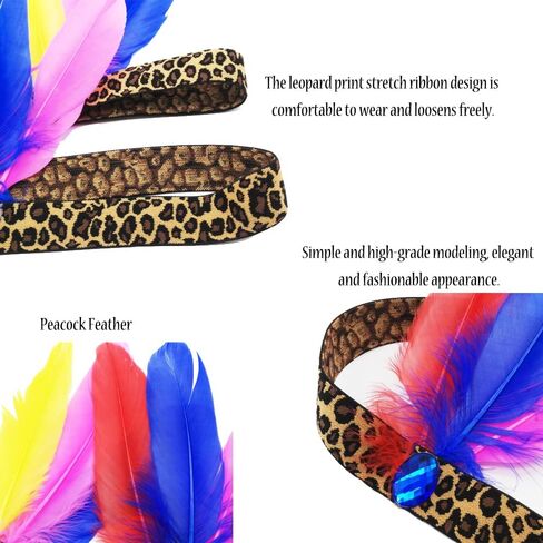 عصابة رأس من الريش، غطاء رأس هندي، غطاء رأس الفهد، 3 قطع شرابات بوهيمية، أغطية رأس مصنوعة يدويًا، لوازم حفلات أداء المهرجانات للأطفال والنساء والفتيات in Kuwait