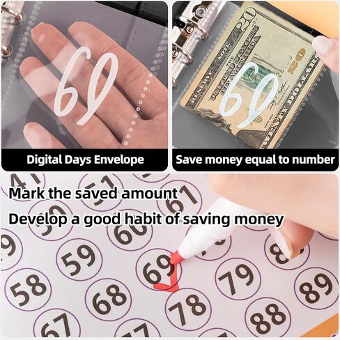 Money Savings Challenge Binder for Cash with 100 Envelope Pockets (Black) in Saudi Arabia