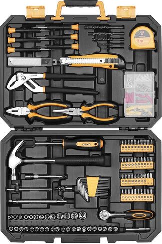 DEKOPRO 65 Pieces Tool Set General Household Hand Tool Kit with Storage Case Plastic ToolBox in Kuwait