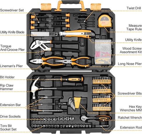 DEKOPRO 65 Pieces Tool Set General Household Hand Tool Kit with Storage Case Plastic ToolBox in Kuwait