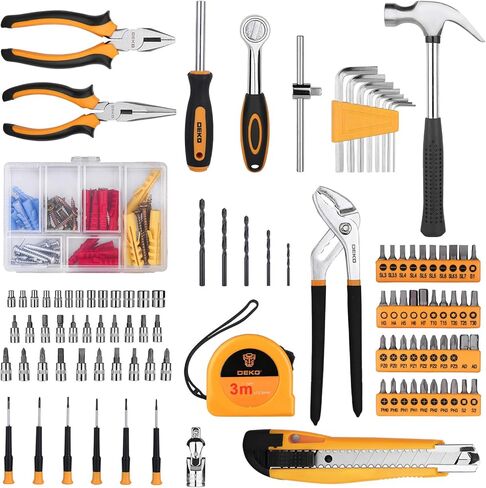DEKOPRO 65 Pieces Tool Set General Household Hand Tool Kit with Storage Case Plastic ToolBox in Kuwait