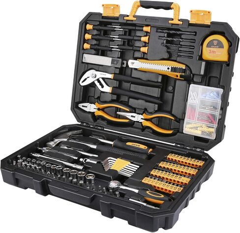DEKOPRO 65 Pieces Tool Set General Household Hand Tool Kit with Storage Case Plastic ToolBox in Kuwait