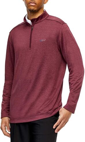 Greg Norman Performance Quarter Zip Pullover | Mens Workout Pullover | Quarter Zip Pullover Men - Heathered Red, X-Large in Saudi Arabia