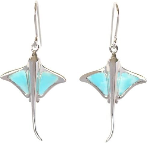 الجنيه الاسترليني الفضة الطبيعية لاريمار اللادغة المتدلية / هوك الاقراط in Kuwait