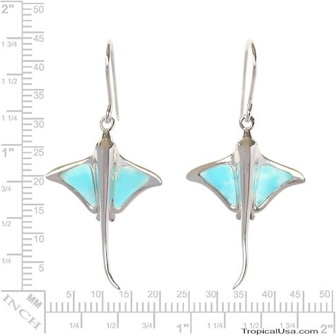 الجنيه الاسترليني الفضة الطبيعية لاريمار اللادغة المتدلية / هوك الاقراط in Kuwait