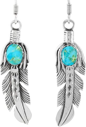 أقراط الريش الفيروزية 925 من الفضة الاسترليني والفيروز الحقيقي in Kuwait