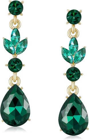 SWEETV Drop Earrings for Women,Bridesmaids,Brides -Teardrop Crystal Rhinestones Cubic Zirconia Earrings Dangling in Saudi Arabia