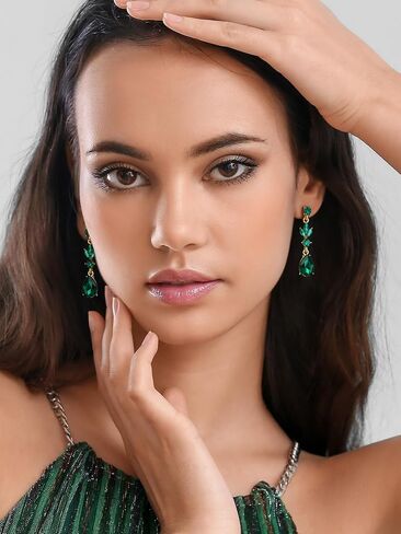 SWEETV Drop Earrings for Women,Bridesmaids,Brides -Teardrop Crystal Rhinestones Cubic Zirconia Earrings Dangling in Saudi Arabia