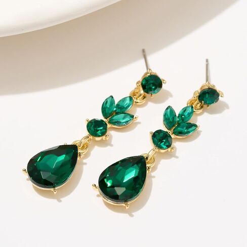 SWEETV Drop Earrings for Women,Bridesmaids,Brides -Teardrop Crystal Rhinestones Cubic Zirconia Earrings Dangling in Saudi Arabia