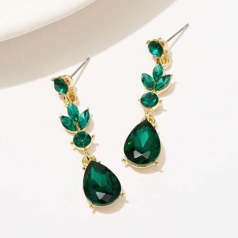 SWEETV Drop Earrings for Women,Bridesmaids,Brides -Teardrop Crystal Rhinestones Cubic Zirconia Earrings Dangling in Saudi Arabia