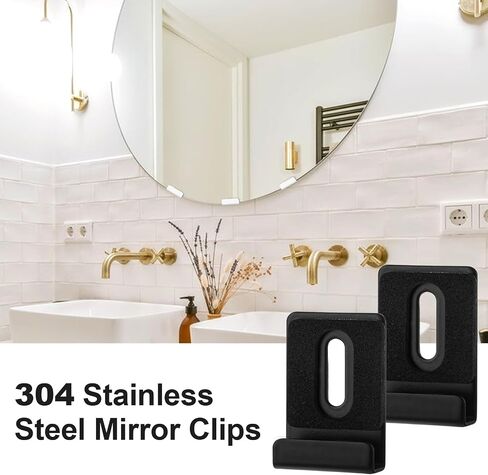 8 Sets of Mirror Holder Clips, 304 Stainless Steel Frameless Mirror Mount Clip Mirror Hanging Hardware with Screws Durable Retainer Clips for Fixing Cabinet Door Billboard Display (Silver) in Saudi Arabia