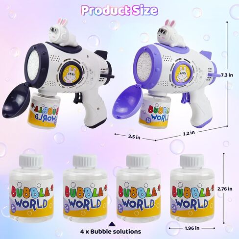 2 Pack Bubble Gun Machine, Automatic Bubble Blower with Colorful Lights for Kids and Adults, Space Rabbit Bubble Maker Toys for Easter, Party Favor, Birthday Gifts in Saudi Arabia