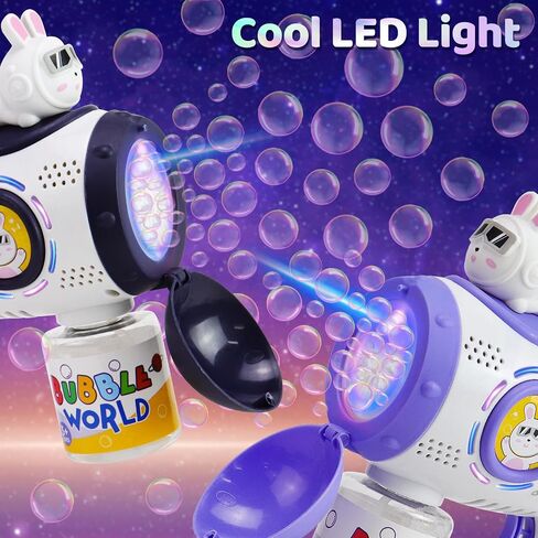 2 Pack Bubble Gun Machine, Automatic Bubble Blower with Colorful Lights for Kids and Adults, Space Rabbit Bubble Maker Toys for Easter, Party Favor, Birthday Gifts in Saudi Arabia