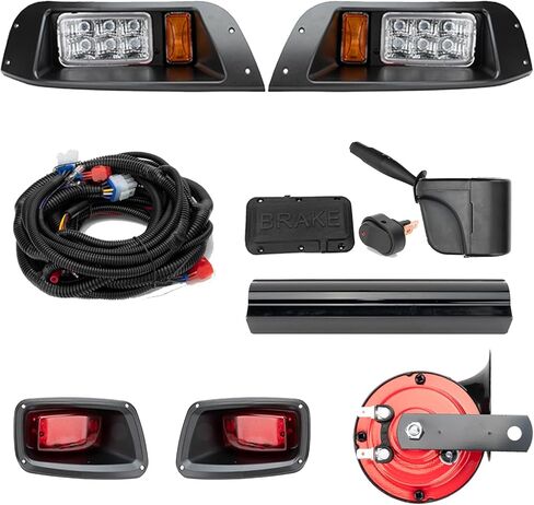 المصابيح الأمامية LED ومجموعات الإضاءة الخلفية المتوافقة مع عربات الغاز والكهرباء EZGO TXT 1996-2013، مجموعة مصابيح الشارع القانونية 12 فولت مع مجموعة أسلاك إشارة الانعطاف in Kuwait