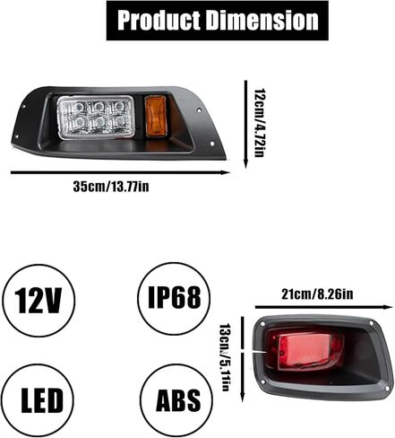 المصابيح الأمامية LED ومجموعات الإضاءة الخلفية المتوافقة مع عربات الغاز والكهرباء EZGO TXT 1996-2013، مجموعة مصابيح الشارع القانونية 12 فولت مع مجموعة أسلاك إشارة الانعطاف in Kuwait