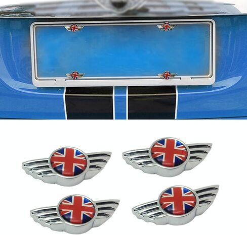 License Plate Frame Bolt Fasteners with Safety Caps Fly Wing Design for Mini Cooper Universal Fit Checkered in Saudi Arabia