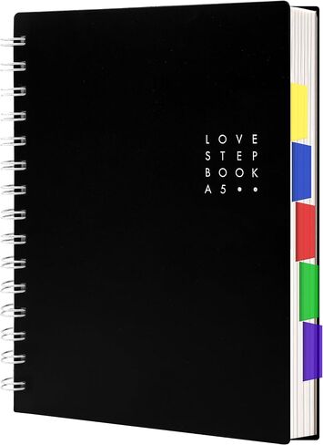 Yoment 5 Subject Spiral Notebook with Tabs A5 Notebook with Dividers 246 Pages Waterproof Hardcover Notebooks for Work School, Black in Saudi Arabia