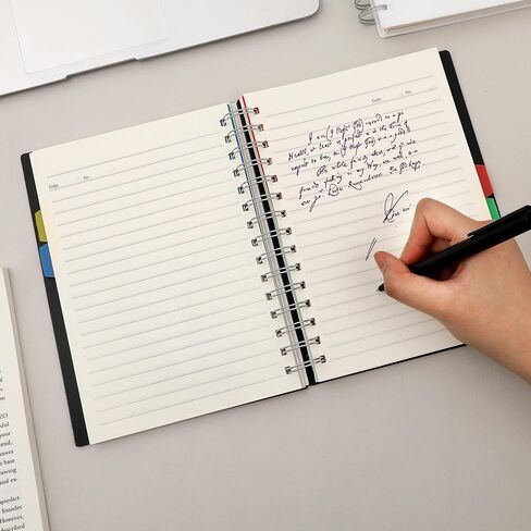 Yoment 5 Subject Spiral Notebook with Tabs A5 Notebook with Dividers 246 Pages Waterproof Hardcover Notebooks for Work School, Black in Saudi Arabia