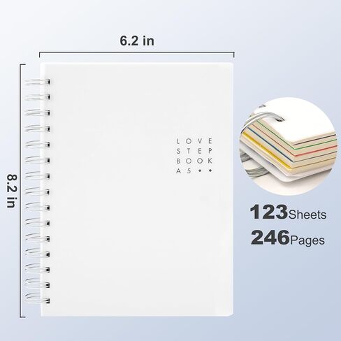 Yoment 5 Subject Spiral Notebook with Tabs A5 Notebook with Dividers 246 Pages Waterproof Hardcover Notebooks for Work School, Black in Saudi Arabia