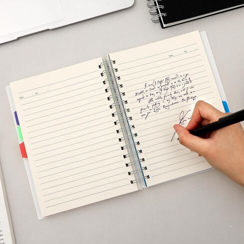 Yoment 5 Subject Spiral Notebook with Tabs A5 Notebook with Dividers 246 Pages Waterproof Hardcover Notebooks for Work School, Black in Saudi Arabia