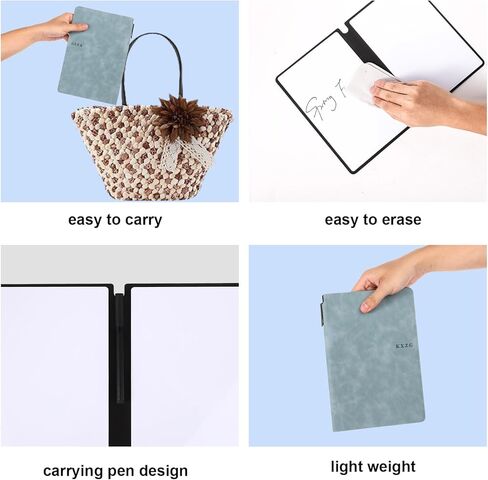 Portable A5 Dry Erase Notebook, 9.4x6.5 Inch Reusable Dry Erase Notebook Erasable Notebook Whiteboard Notebook for Business Home Office (Pink) in Kuwait