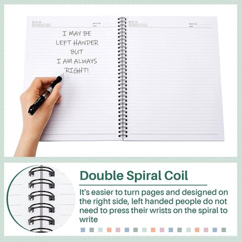 Henoyso 5 Pieces Jumbo Left Handed Notebook 100 Sheets/200Pages Left Handed Notebook 11 x 9 Inches Spiral Notebook Lefty Notebooks for Easier Left Handed Use Supplies (Morandi Color) in Kuwait