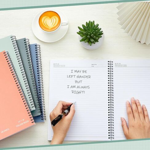 Henoyso 5 Pieces Jumbo Left Handed Notebook 100 Sheets/200Pages Left Handed Notebook 11 x 9 Inches Spiral Notebook Lefty Notebooks for Easier Left Handed Use Supplies (Morandi Color) in Kuwait