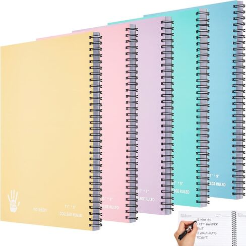 Henoyso 5 Pieces Jumbo Left Handed Notebook 100 Sheets/200Pages Left Handed Notebook 11 x 9 Inches Spiral Notebook Lefty Notebooks for Easier Left Handed Use Supplies (Morandi Color) in Kuwait