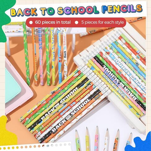 Ctosree Welcome Back to School Pencils First Day of School Student Pencils with Eraser Unsharpened HB Pencils School Stationery Bulk Pencils for Classroom Reward School Party Supplies (60 Pcs) in Saudi Arabia
