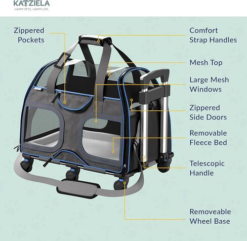 Katziela Pet Carrier - Airline Compliant - TSA Approved Pet Carrier for Small Dogs and Cats - Soft FAA Travel Airplane Dog Carrier Luggage (Black/Red) in Saudi Arabia