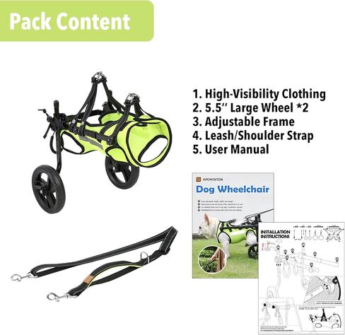 𝑵𝑬𝑾 كرسي متحرك للكلاب قابل للتعديل مع ملابس عالية الوضوح، مقود للكلاب، كرسي متحرك لرفع الكلاب للأرجل الخلفية، بحد أقصى 6 رطل، كرسي متحرك للكلاب المعاقين المصابين بالشلل والمعاقين -XS in Kuwait