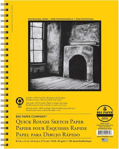 لوحة رسم خشنة سريعة من Bee Paper Company 6075RS100-8511، مقاس 8-1/2 بوصة × 11 بوصة in Kuwait