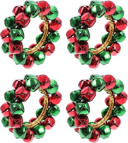 COHEALI Christmas Bells Napkin Ring, Decorative Napkin Holders Towel Ring Exquisite Serviette Decor Tabletop Centerpieces for Holiday Dinner Party Restaurant Golden 4Pcs in Saudi Arabia