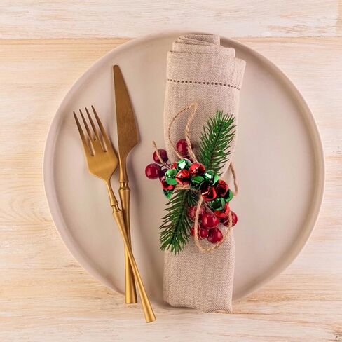 COHEALI Christmas Bells Napkin Ring, Decorative Napkin Holders Towel Ring Exquisite Serviette Decor Tabletop Centerpieces for Holiday Dinner Party Restaurant Golden 4Pcs in Saudi Arabia