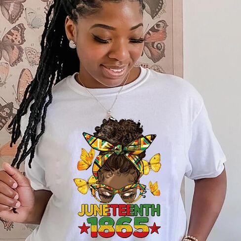 4 قطع من ملصقات Juneteenth للحديد على ملصقات النقل 1865 التاريخ الأسود، حديد نقل الحرارة من الفينيل على الشارات للملابس، حديد قابل للغسل على نقل الحرارة للرجال والنساء، تي شيرت DIY ديكورات يزين in Kuwait