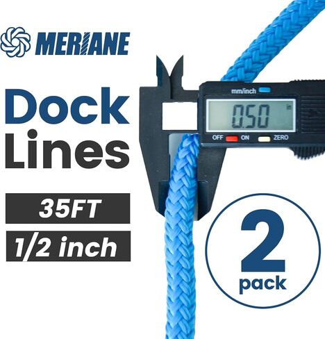 Boat Dock Lines Marine Grade, 5/8" x 35' Double Braided Nylon Boat Rope for Docking with 12" Eyelet, 2 Pack Premium Mooring Lines, Weather & Damage Resistant, Blue in Saudi Arabia
