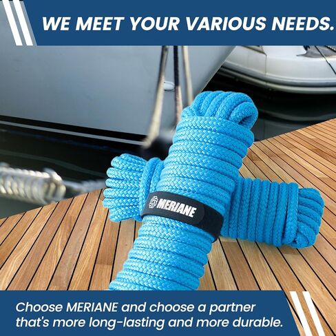 Boat Dock Lines Marine Grade, 5/8" x 35' Double Braided Nylon Boat Rope for Docking with 12" Eyelet, 2 Pack Premium Mooring Lines, Weather & Damage Resistant, Blue in Saudi Arabia