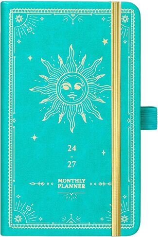 Pocket Calendar/Planner 2024-2027 -Monthly Planner (36-Month) With 60 Notes Pages, July. 2024 - June. 2027, 6.4" x 3.8", 3-Year Monthly Planner with Contacts, Holidays and Pen Holder, Back Pocket - Green in Saudi Arabia