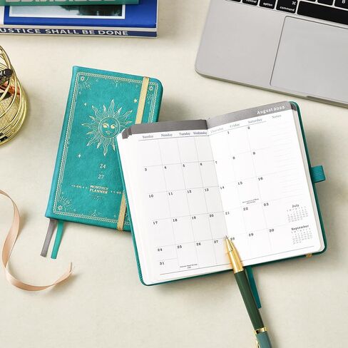 Pocket Calendar/Planner 2024-2027 -Monthly Planner (36-Month) With 60 Notes Pages, July. 2024 - June. 2027, 6.4" x 3.8", 3-Year Monthly Planner with Contacts, Holidays and Pen Holder, Back Pocket - Green in Saudi Arabia