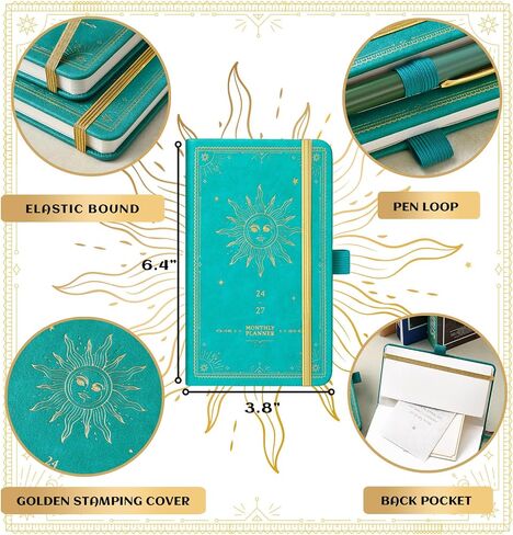 Pocket Calendar/Planner 2024-2027 -Monthly Planner (36-Month) With 60 Notes Pages, July. 2024 - June. 2027, 6.4" x 3.8", 3-Year Monthly Planner with Contacts, Holidays and Pen Holder, Back Pocket - Green in Saudi Arabia