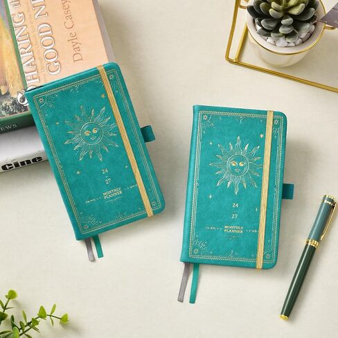 Pocket Calendar/Planner 2024-2027 -Monthly Planner (36-Month) With 60 Notes Pages, July. 2024 - June. 2027, 6.4" x 3.8", 3-Year Monthly Planner with Contacts, Holidays and Pen Holder, Back Pocket - Green in Saudi Arabia