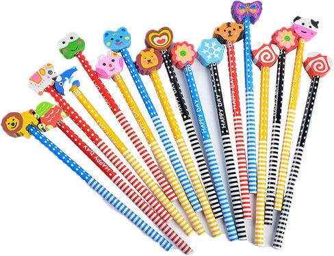 أقلام ممحاة كرتونية من تاتيبانا، 30 قطعة ملونة بطول 7.28 بوصة، أقلام ممحاة كرتونية عشوائية للمستلزمات المدرسية، أقلام رصاص للأطفال، أقلام رصاص للأطفال مع ممحاة للأطفال in Kuwait