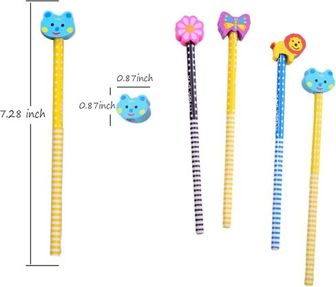 أقلام ممحاة كرتونية من تاتيبانا، 30 قطعة ملونة بطول 7.28 بوصة، أقلام ممحاة كرتونية عشوائية للمستلزمات المدرسية، أقلام رصاص للأطفال، أقلام رصاص للأطفال مع ممحاة للأطفال in Kuwait