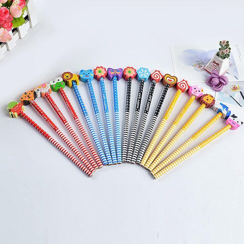 أقلام ممحاة كرتونية من تاتيبانا، 30 قطعة ملونة بطول 7.28 بوصة، أقلام ممحاة كرتونية عشوائية للمستلزمات المدرسية، أقلام رصاص للأطفال، أقلام رصاص للأطفال مع ممحاة للأطفال in Kuwait