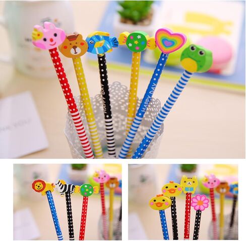 أقلام ممحاة كرتونية من تاتيبانا، 30 قطعة ملونة بطول 7.28 بوصة، أقلام ممحاة كرتونية عشوائية للمستلزمات المدرسية، أقلام رصاص للأطفال، أقلام رصاص للأطفال مع ممحاة للأطفال in Kuwait