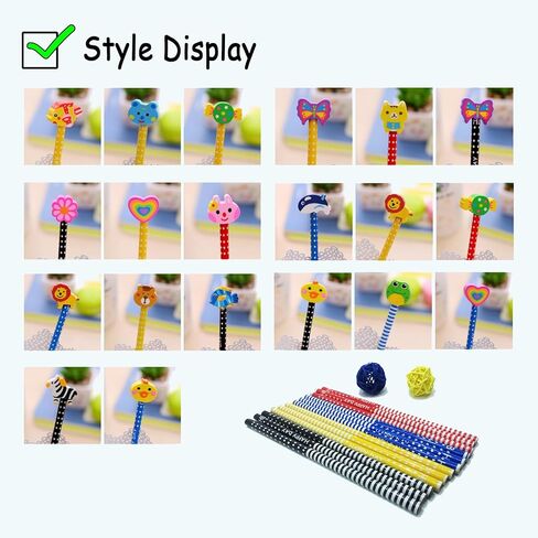 أقلام ممحاة كرتونية من تاتيبانا، 30 قطعة ملونة بطول 7.28 بوصة، أقلام ممحاة كرتونية عشوائية للمستلزمات المدرسية، أقلام رصاص للأطفال، أقلام رصاص للأطفال مع ممحاة للأطفال in Kuwait